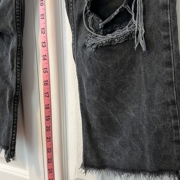 BDG Charcoal Kick Flare High Rise Cropped Distressed Jeans Urban Outfitters - Picture 13 of 15